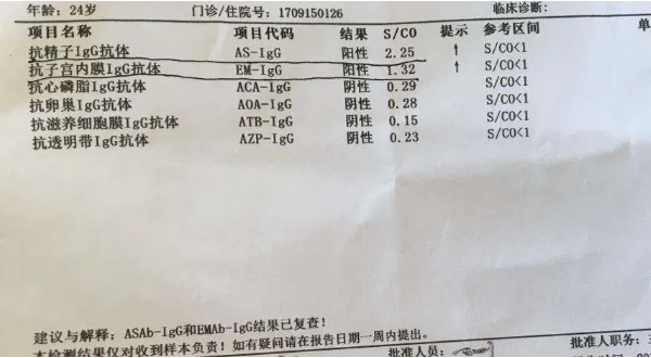 抗内膜抗体检查单